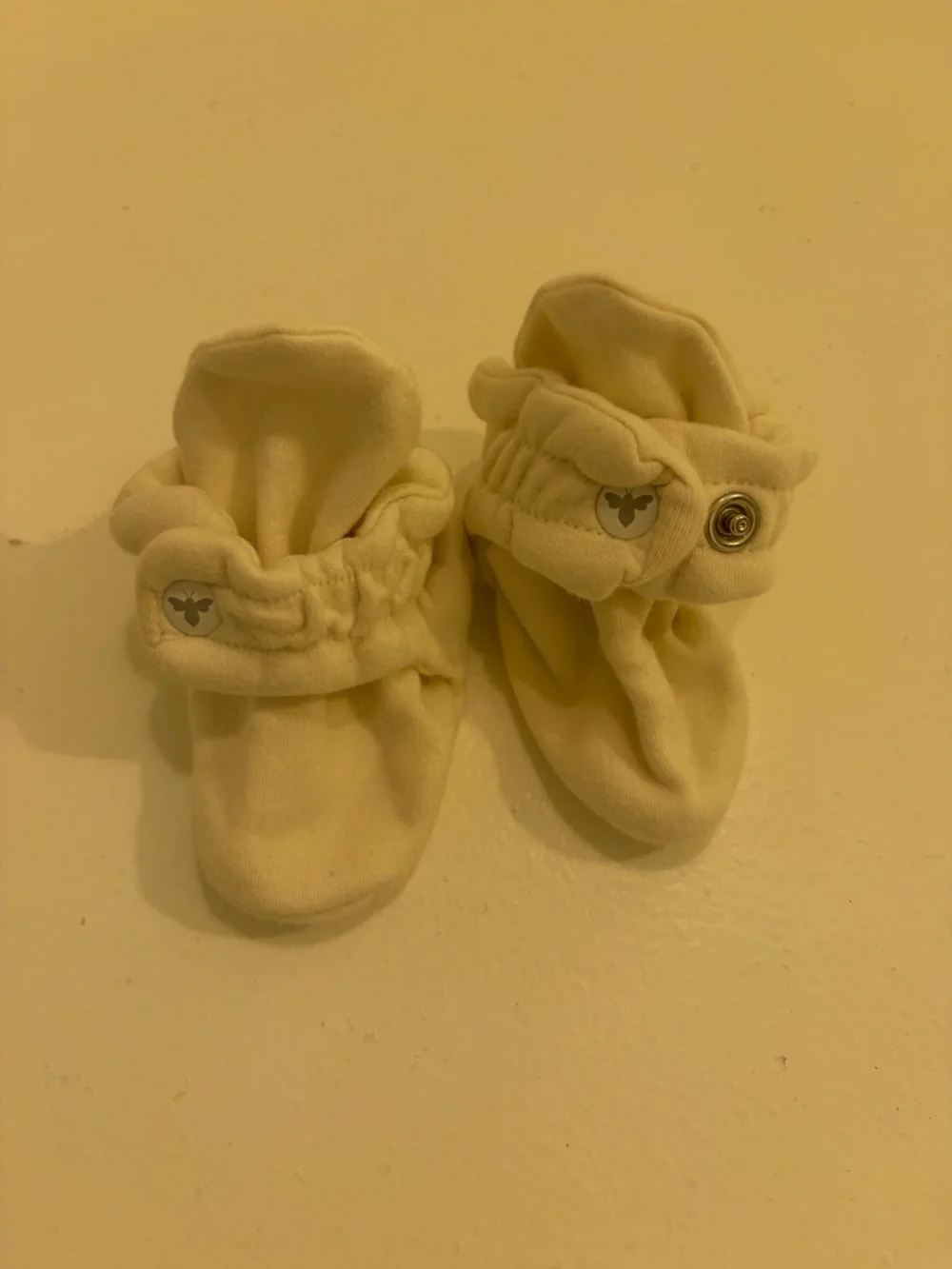 Burt's Bees Baby Cream Plush Booties with Butterfly Button